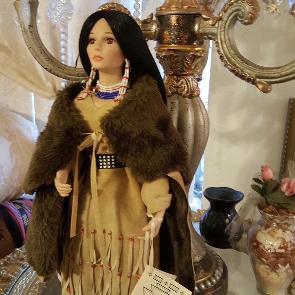 Pine leaf Native American LE porcelain artist doll